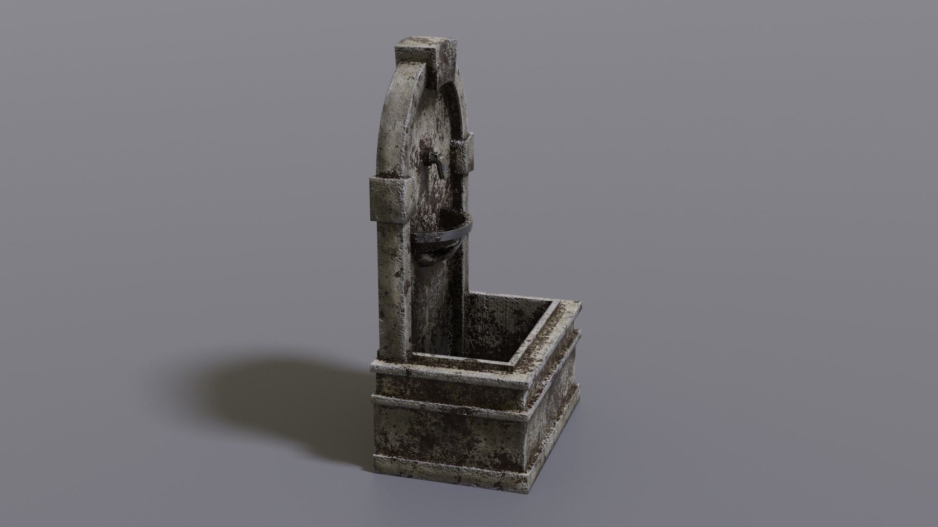 Fountain wooden box Low-poly 3D model_4