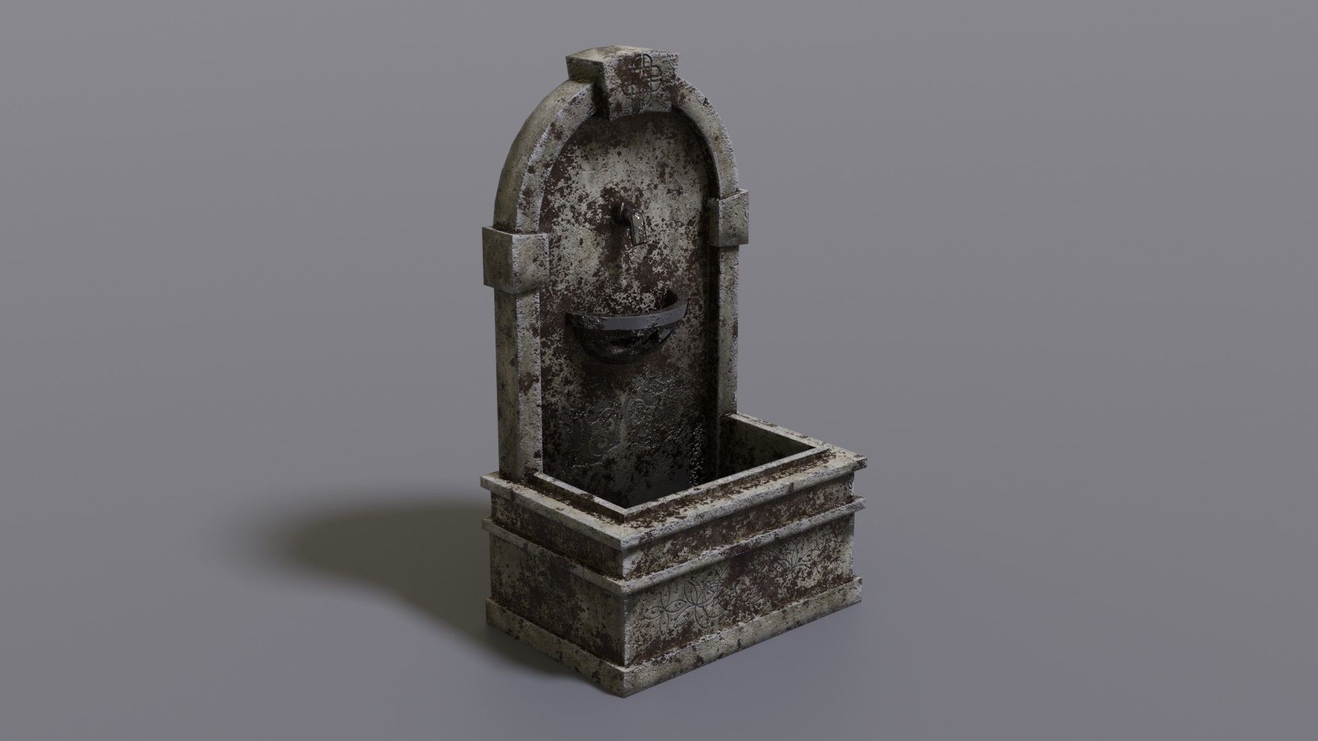 Fountain wooden box Low-poly 3D model_1