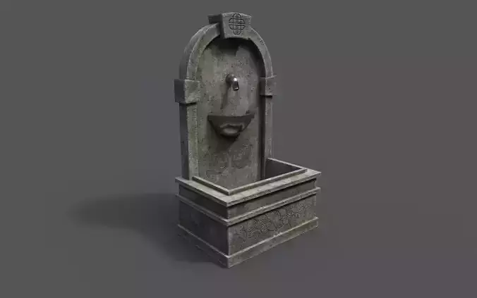 Fountain wooden box Low-poly 3D model