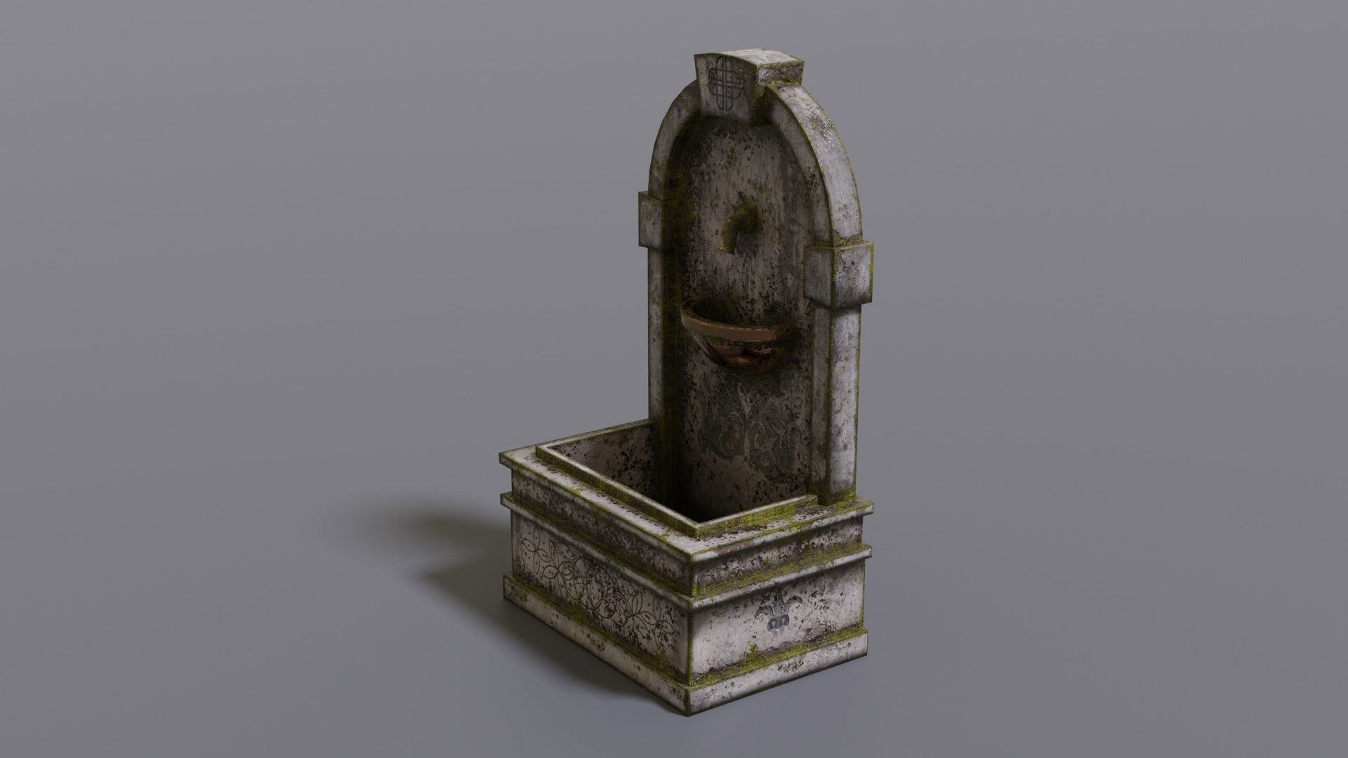Fountain stone Low-poly 3D model_12