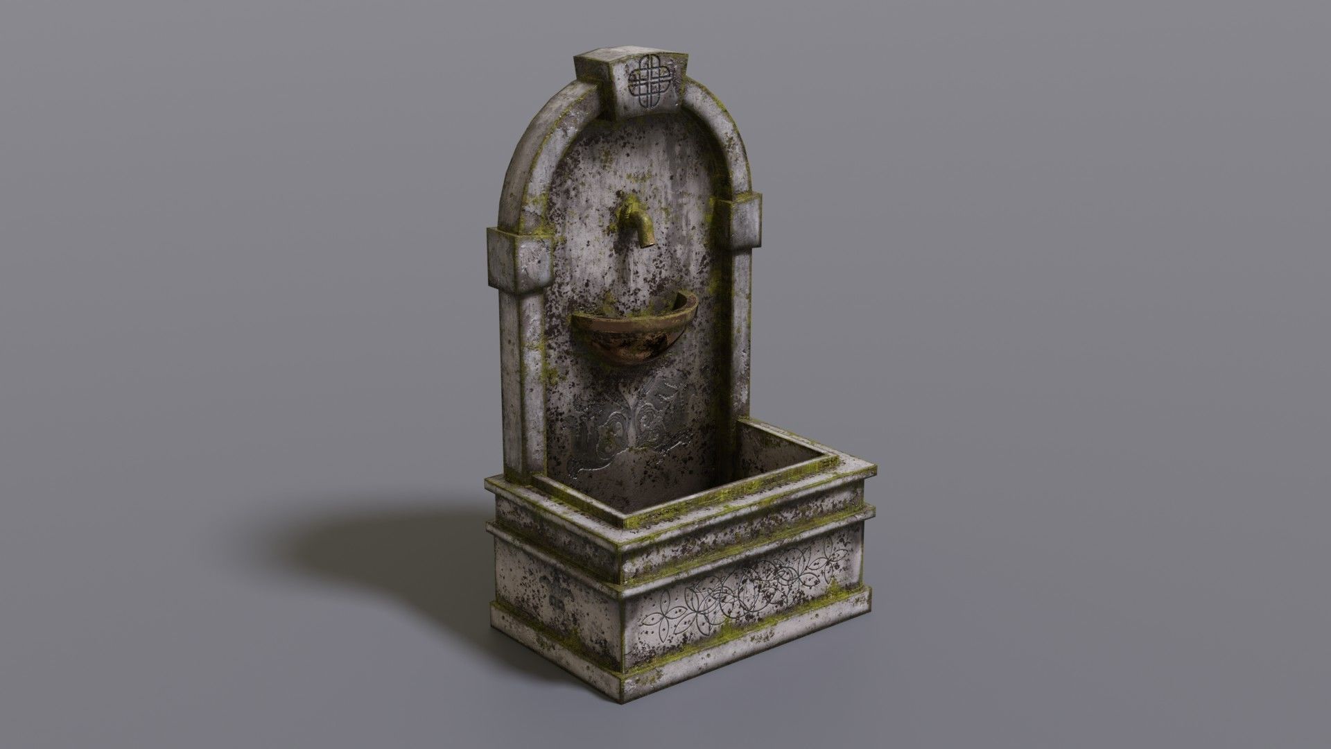 Fountain stone Low-poly 3D model_17