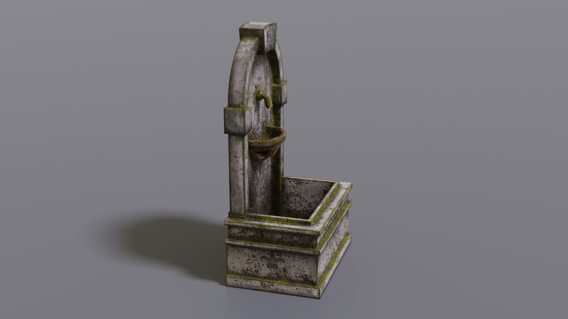 Fountain stone Low-poly 3D model_4