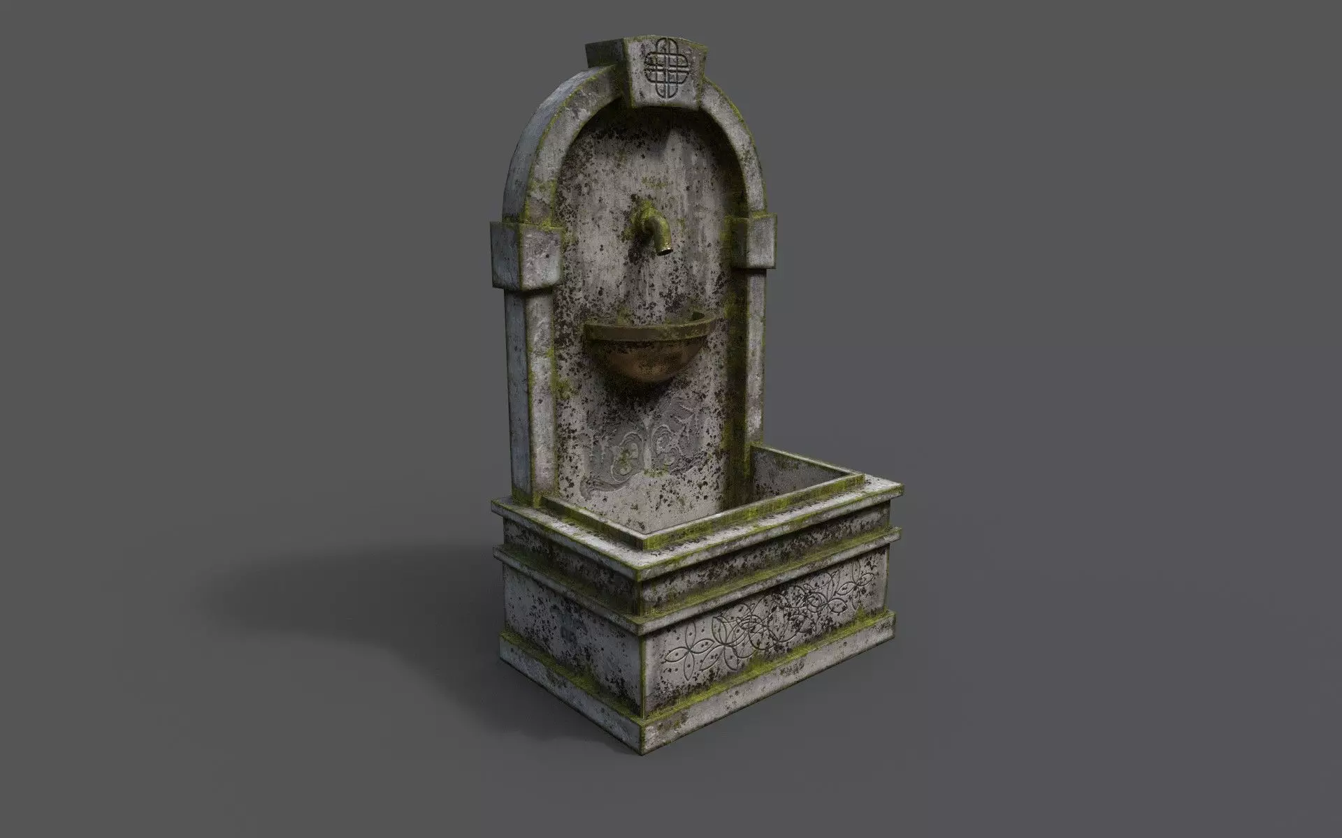 Fountain stone Low-poly 3D model_0