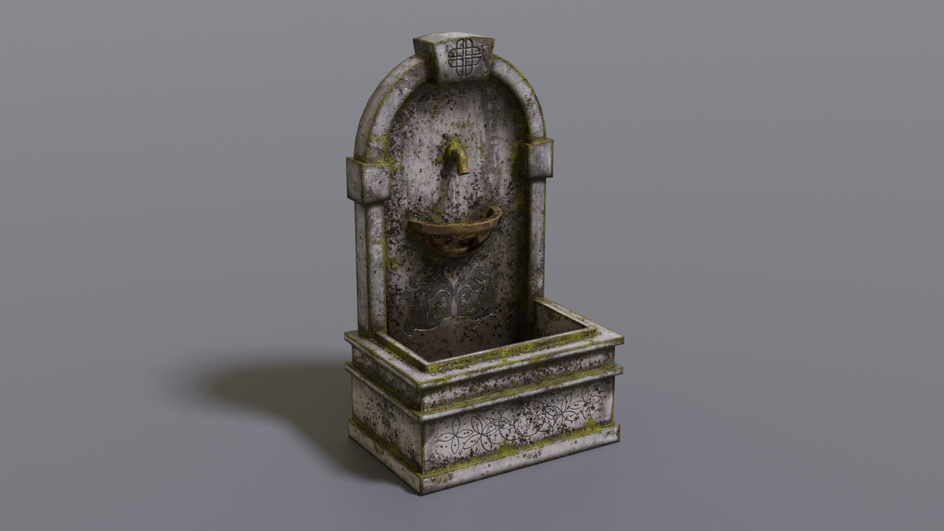 Fountain stone Low-poly 3D model_16