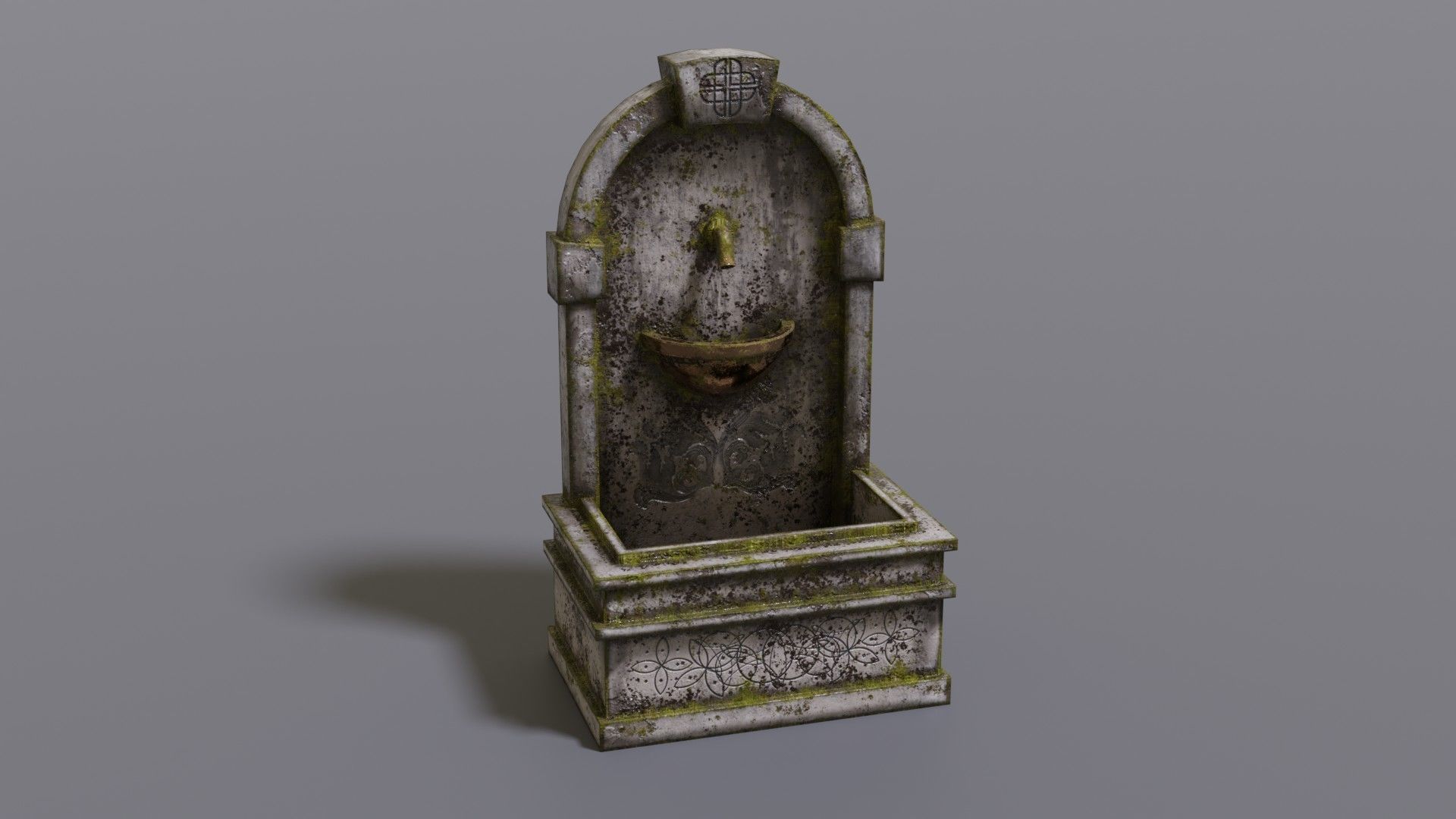 Fountain stone Low-poly 3D model_15