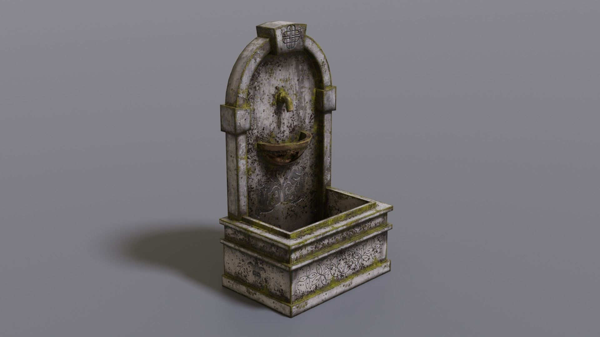 Fountain stone Low-poly 3D model_2