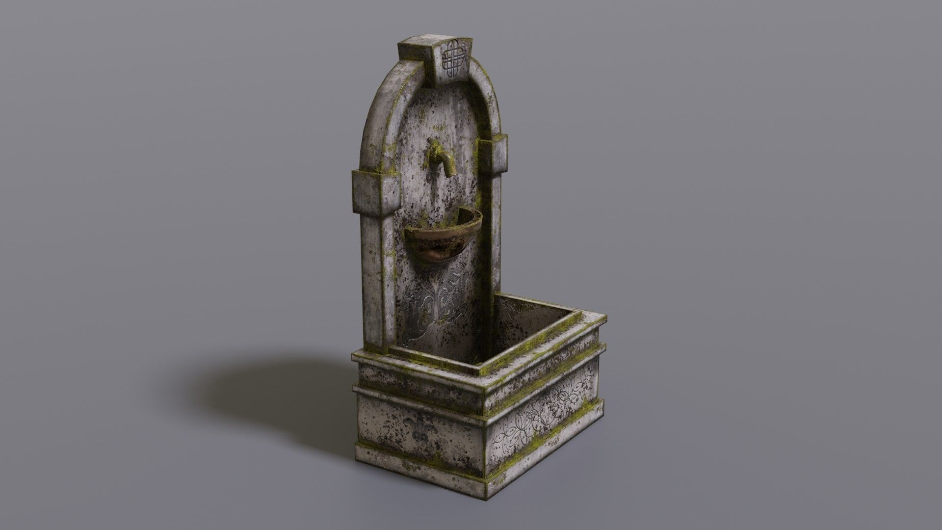 Fountain stone Low-poly 3D model_3
