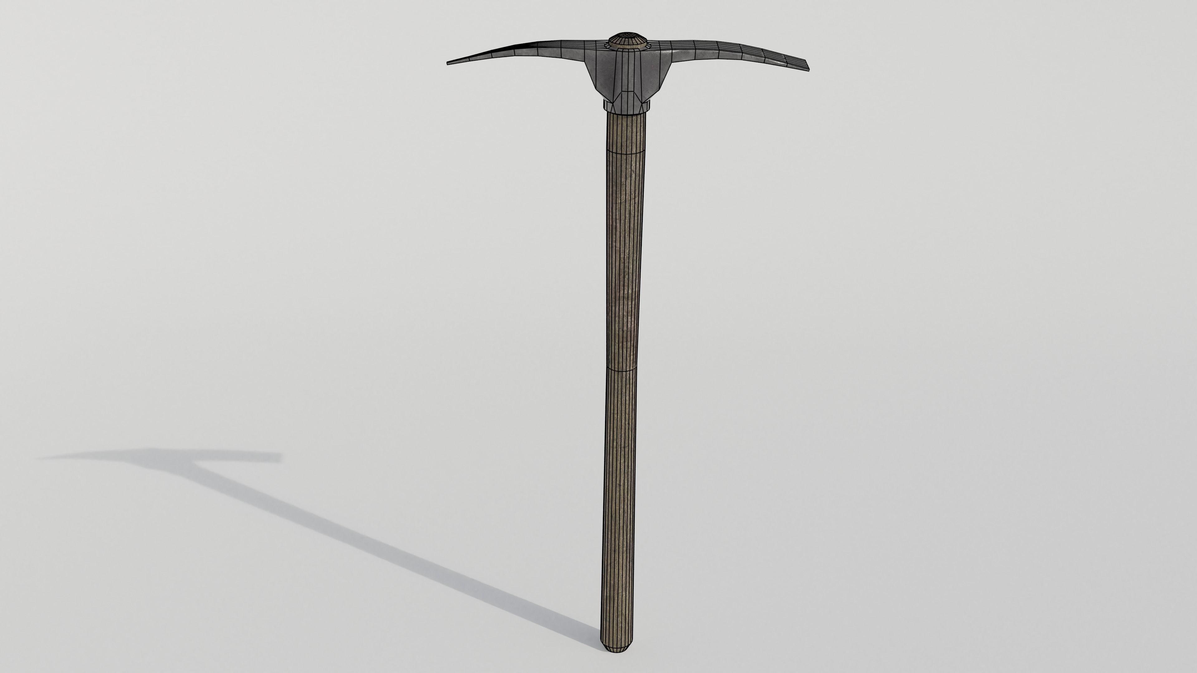 Low poly pickaxe wooden hammer Low-poly 3D model_4