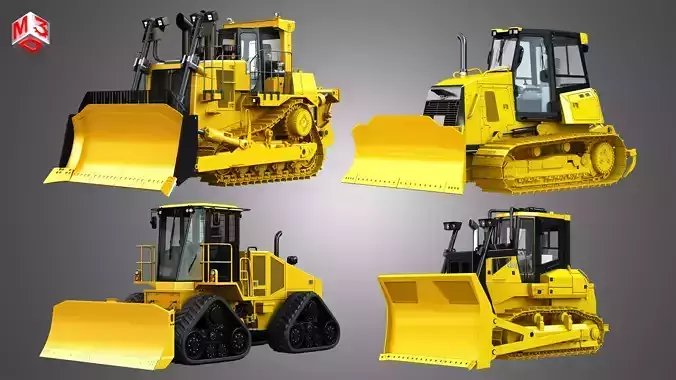 Bulldozers - 4 in 1 3D Model Collection