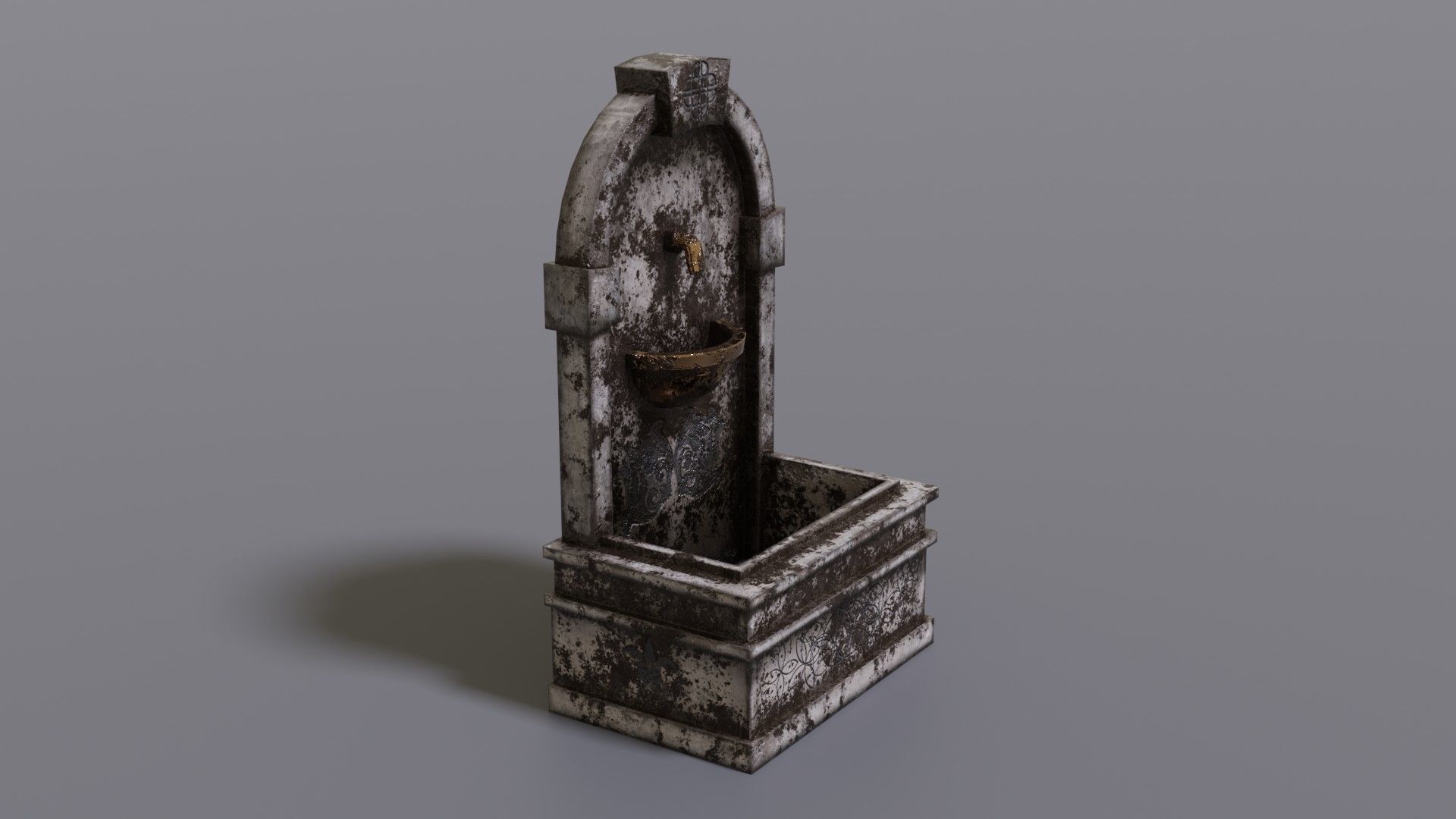 Fountain metal box Low-poly 3D model_3