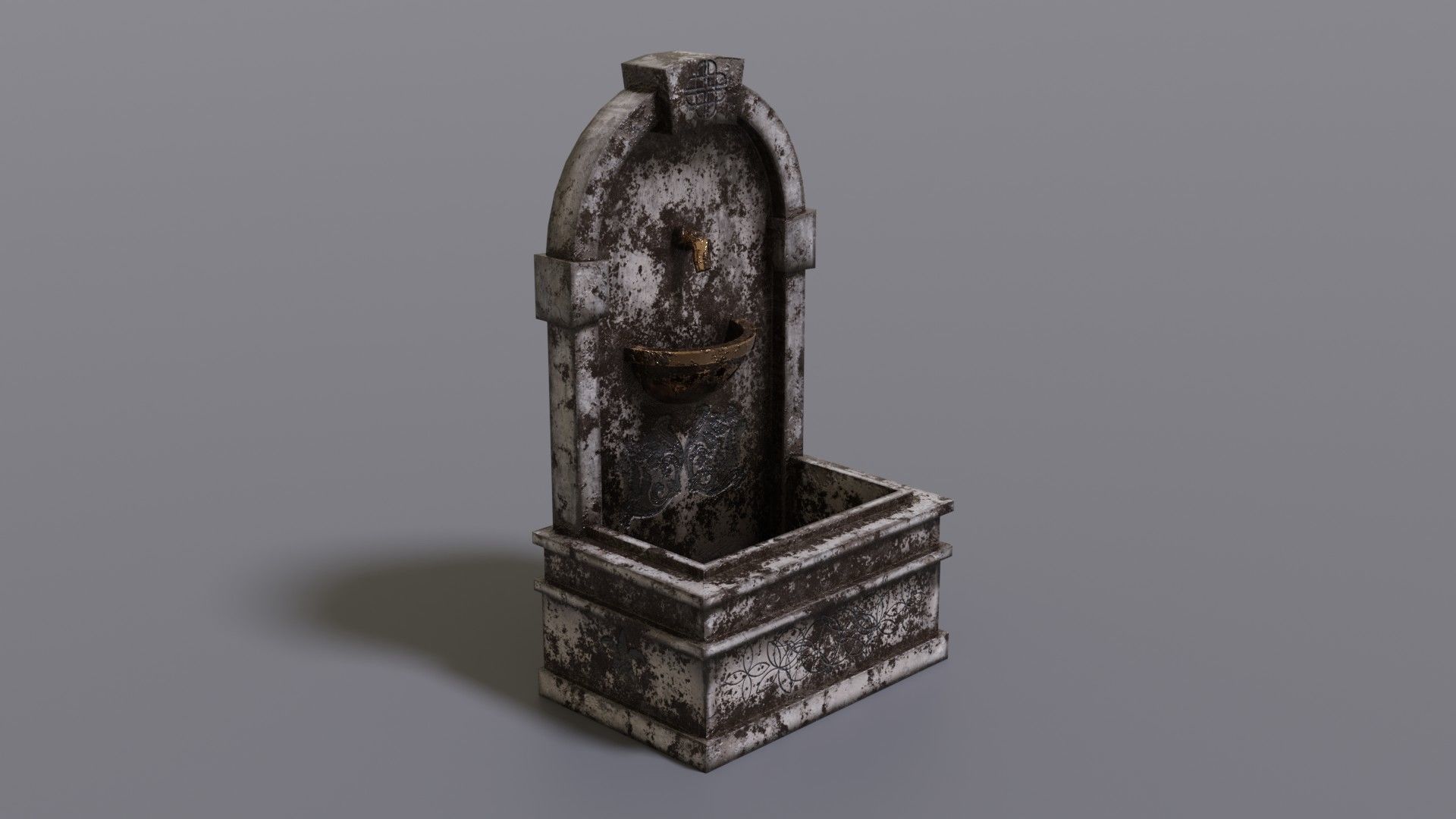Fountain metal box Low-poly 3D model_2