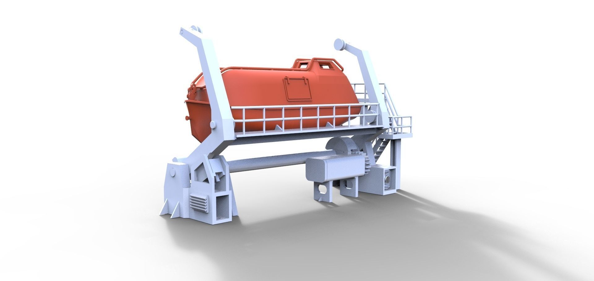 Type B lifeboat with davit 3D print model_1