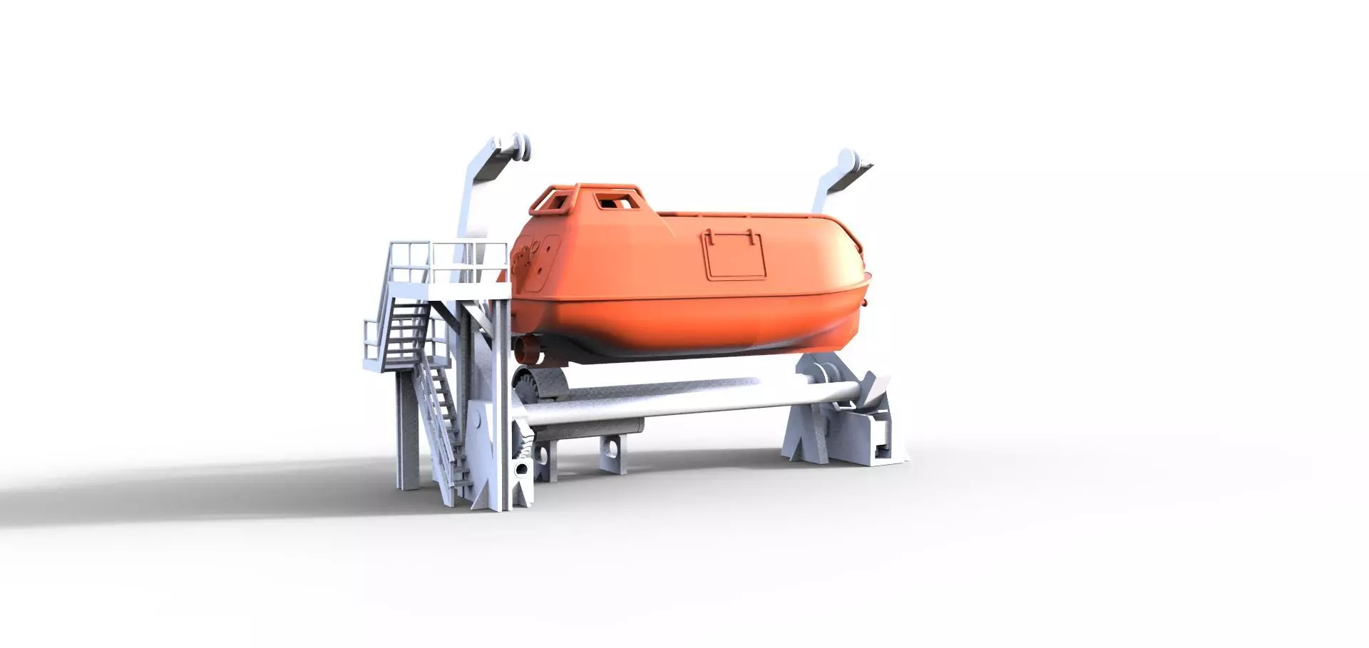 Type B lifeboat with davit 3D print model_0