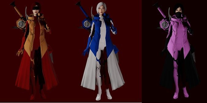Warrior Girl - 3D Game Ready  Character Low-poly 3D model