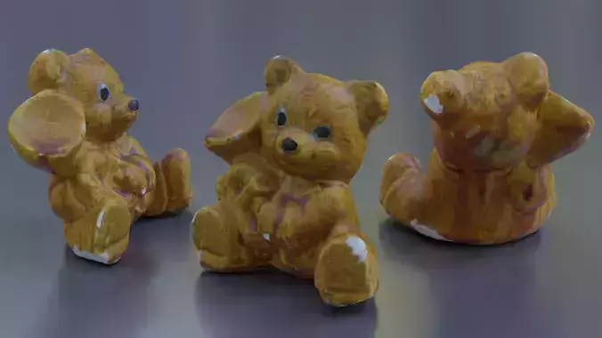 plaster bear   trumpet player Low-poly 3D model