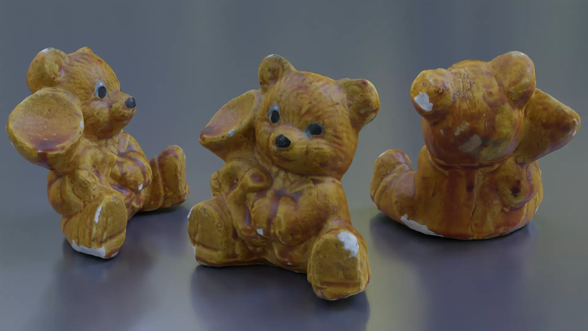 plaster bear   trumpet player Low-poly 3D model_0