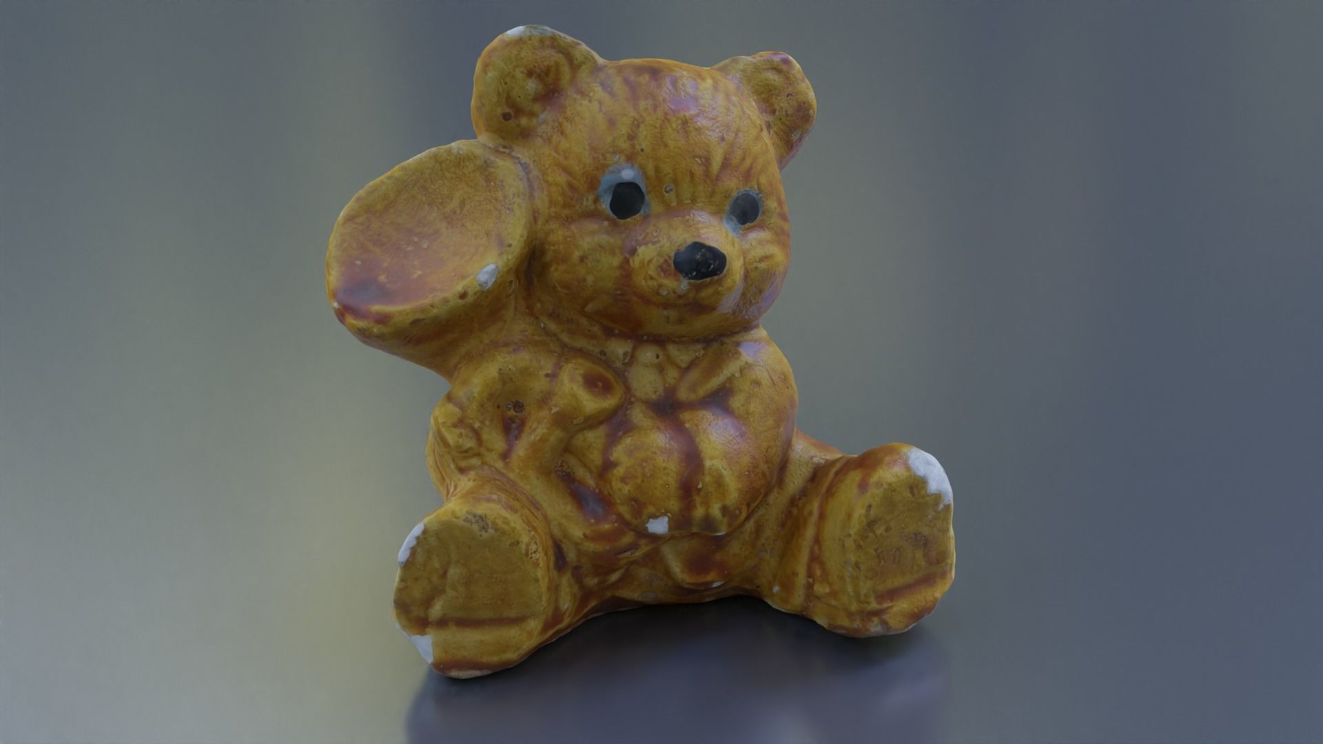 plaster bear   trumpet player Low-poly 3D model_1