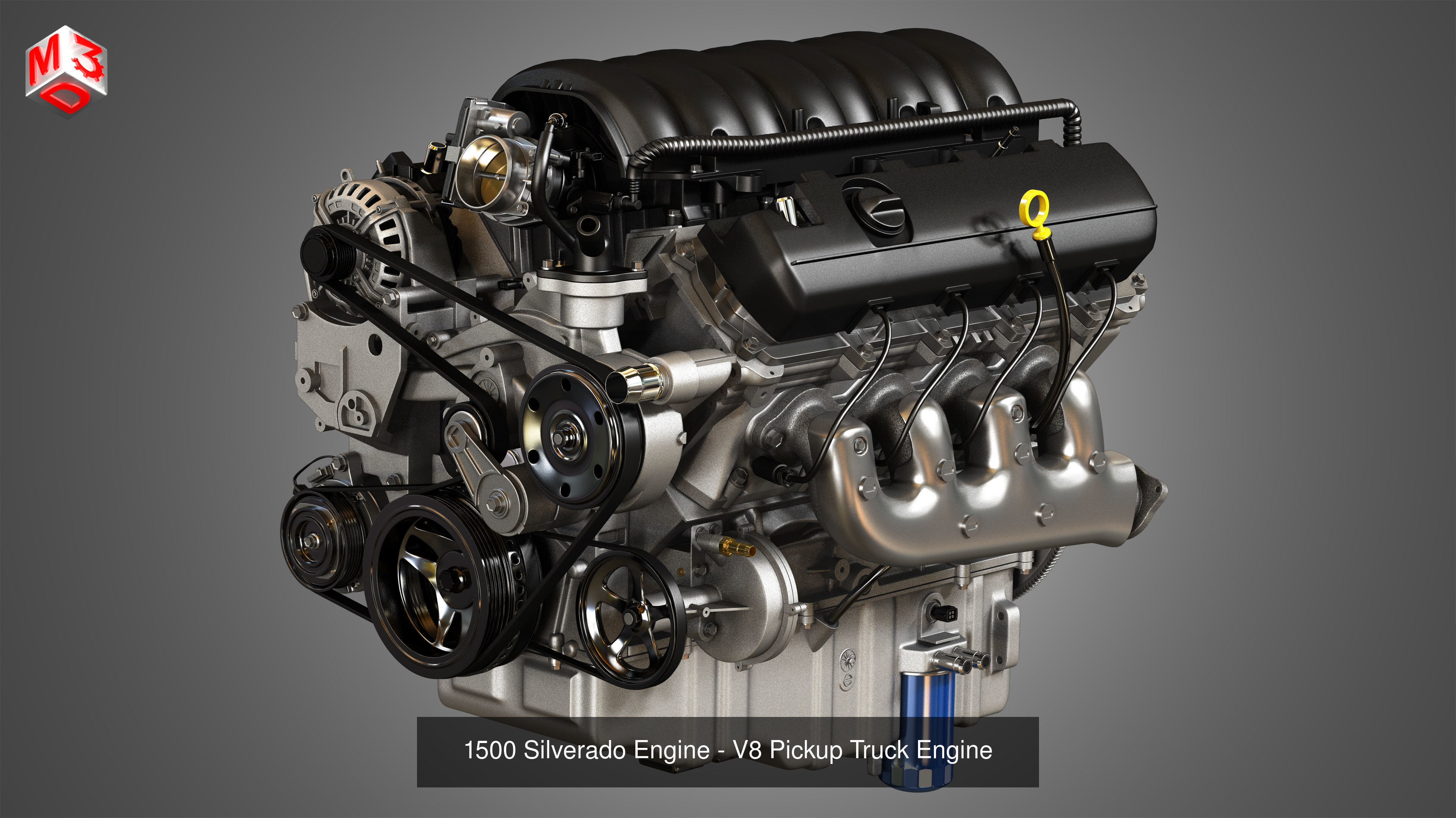 1500 Silverado - 1500 Ram Engines - V8 Pickup Engines 2 in 1 3D Model Collection_1