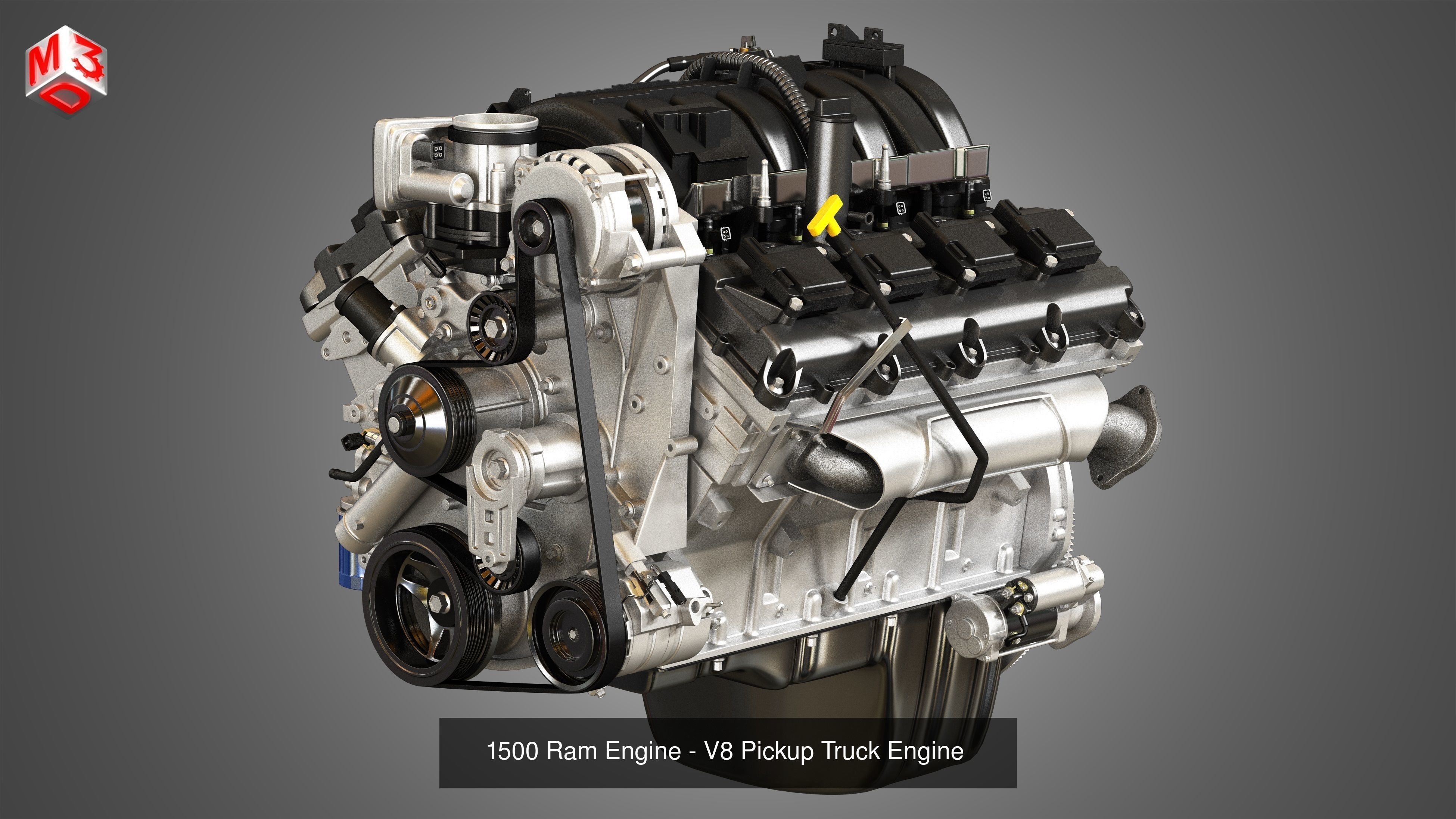 1500 Silverado - 1500 Ram Engines - V8 Pickup Engines 2 in 1 3D Model Collection_2