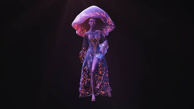Jelly Fish Lady Low-poly 3D model