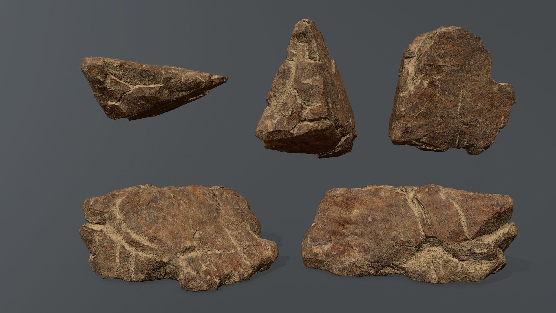 desert rocks Low-poly 3D model_5