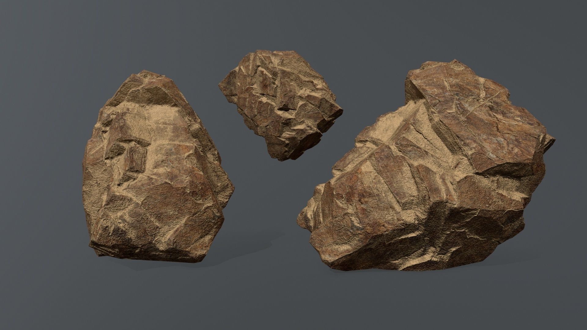 desert rocks Low-poly 3D model_4