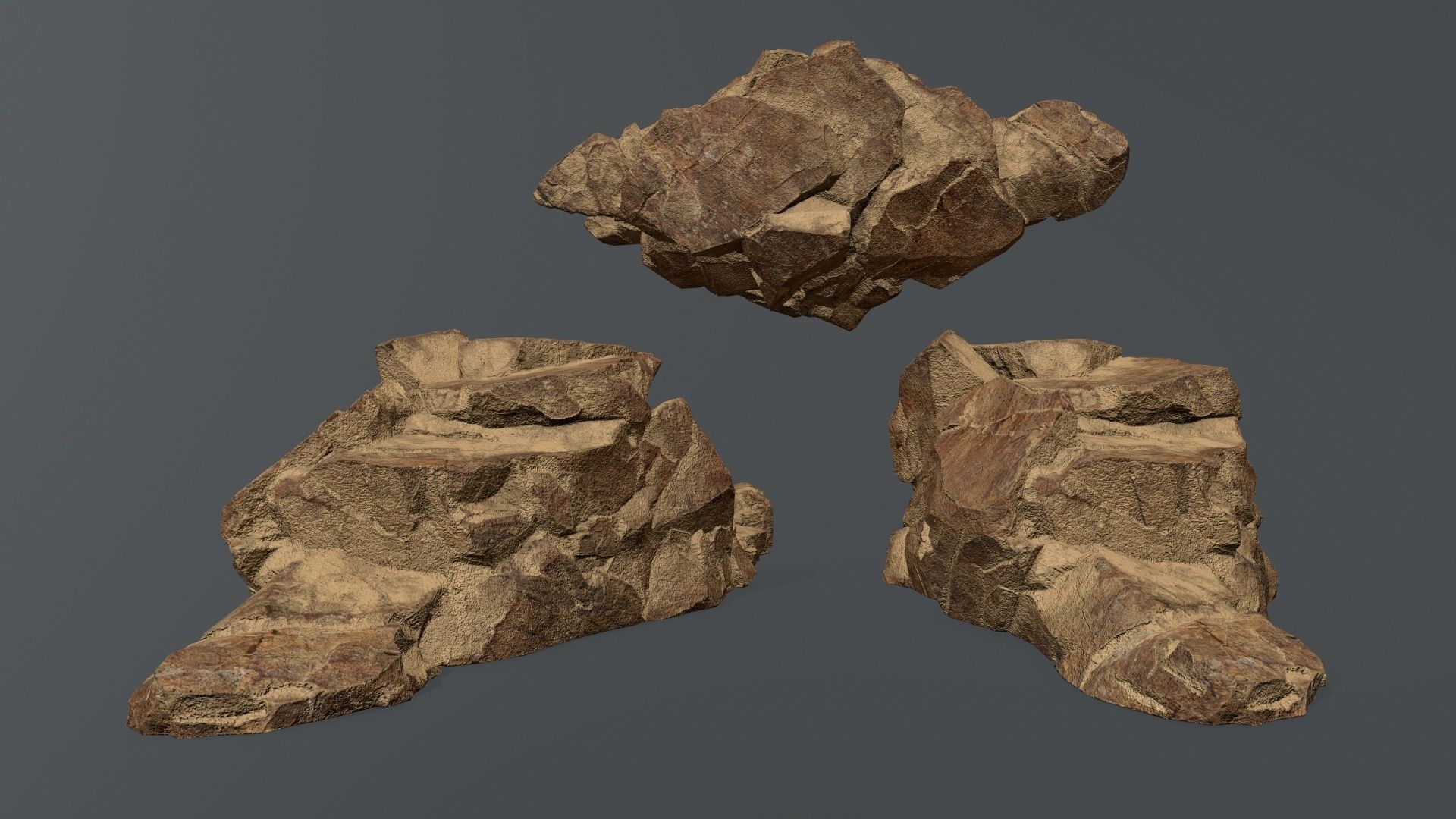 desert rocks Low-poly 3D model_2