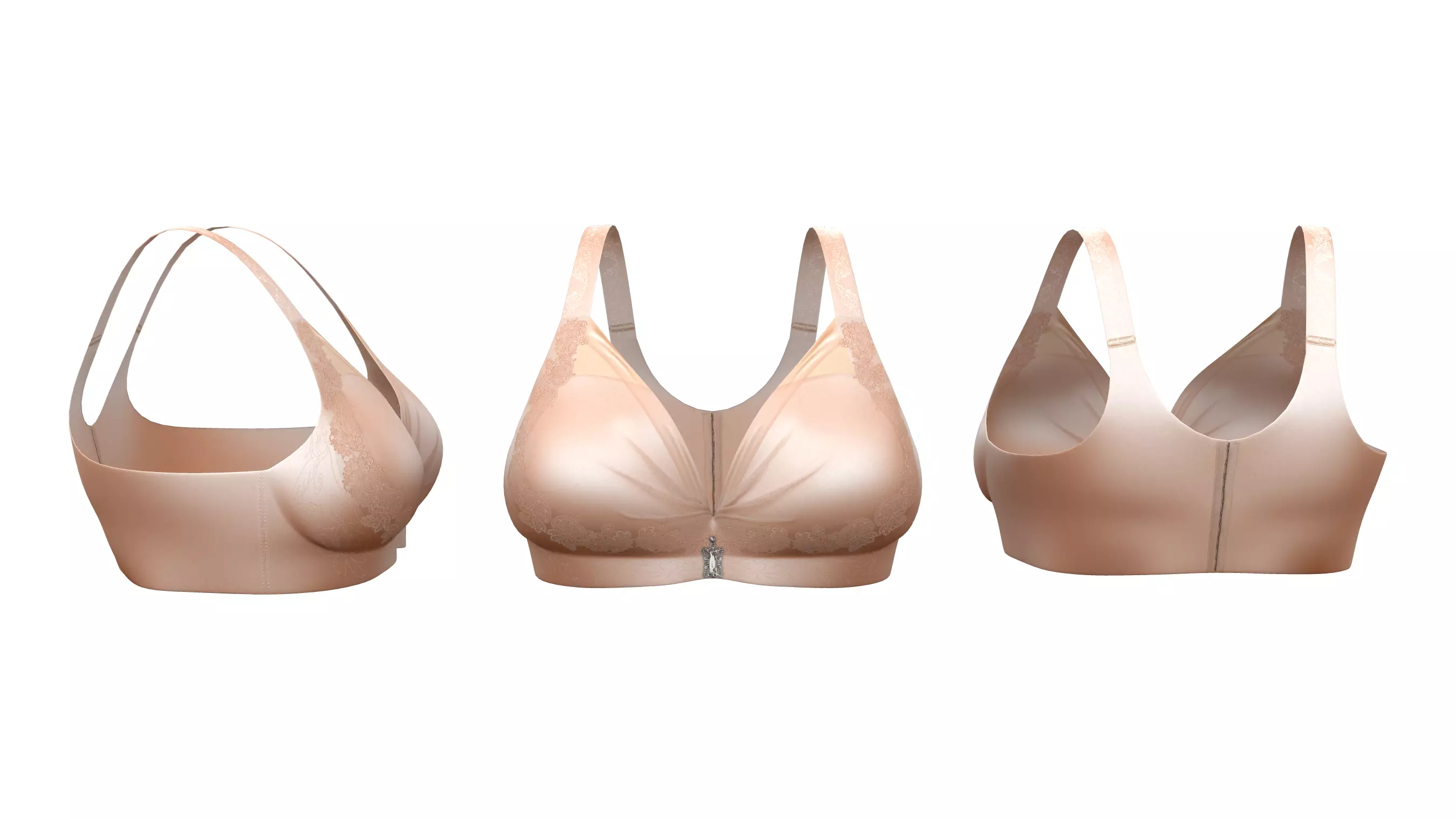 Soft Gather Lightly Lined Fibroin Silk Bra Low-poly 3D model