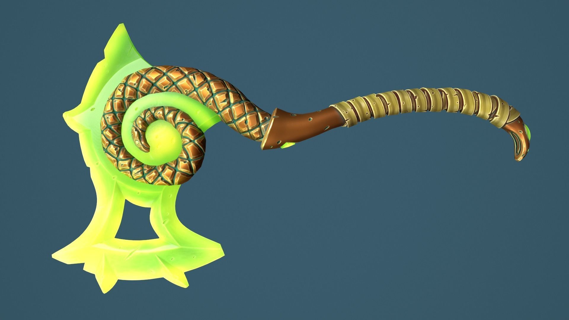 Snake axe Low-poly 3D model_2