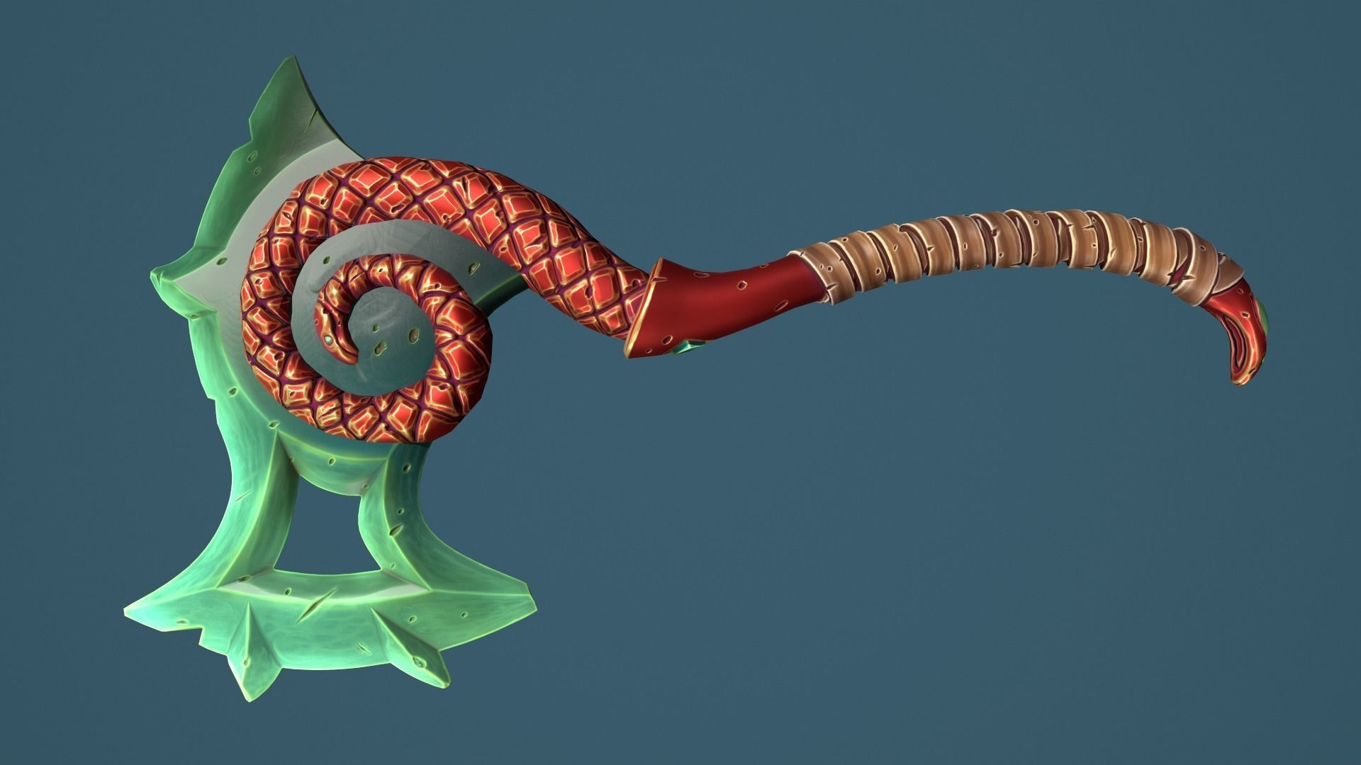 Snake axe Low-poly 3D model_4