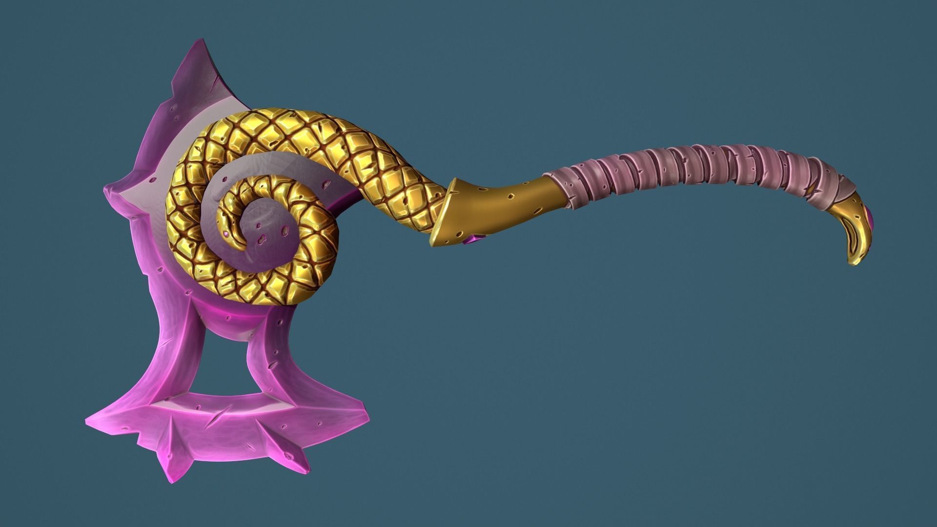 Snake axe Low-poly 3D model_8