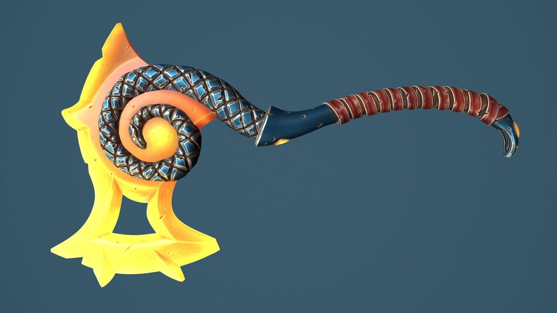Snake axe Low-poly 3D model_17