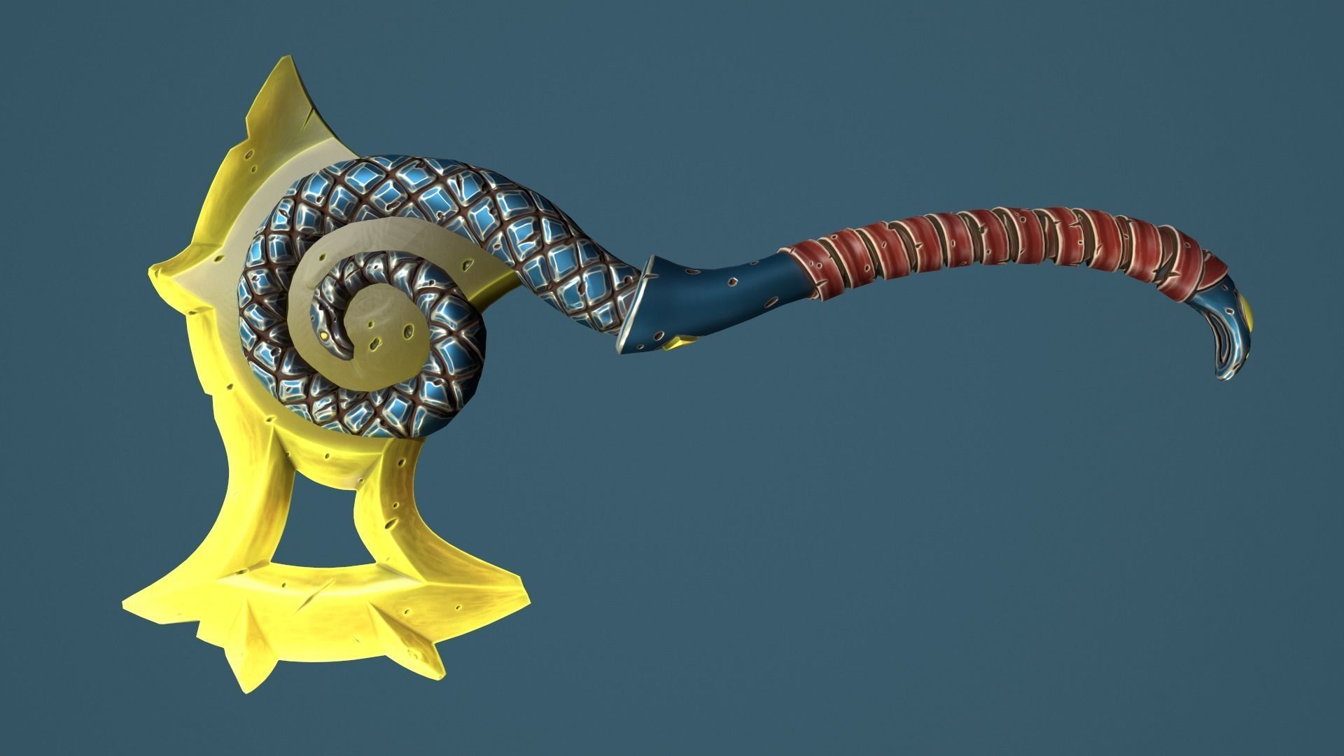 Snake axe Low-poly 3D model_16