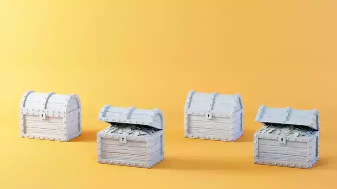 Wooden chest set 3D print model