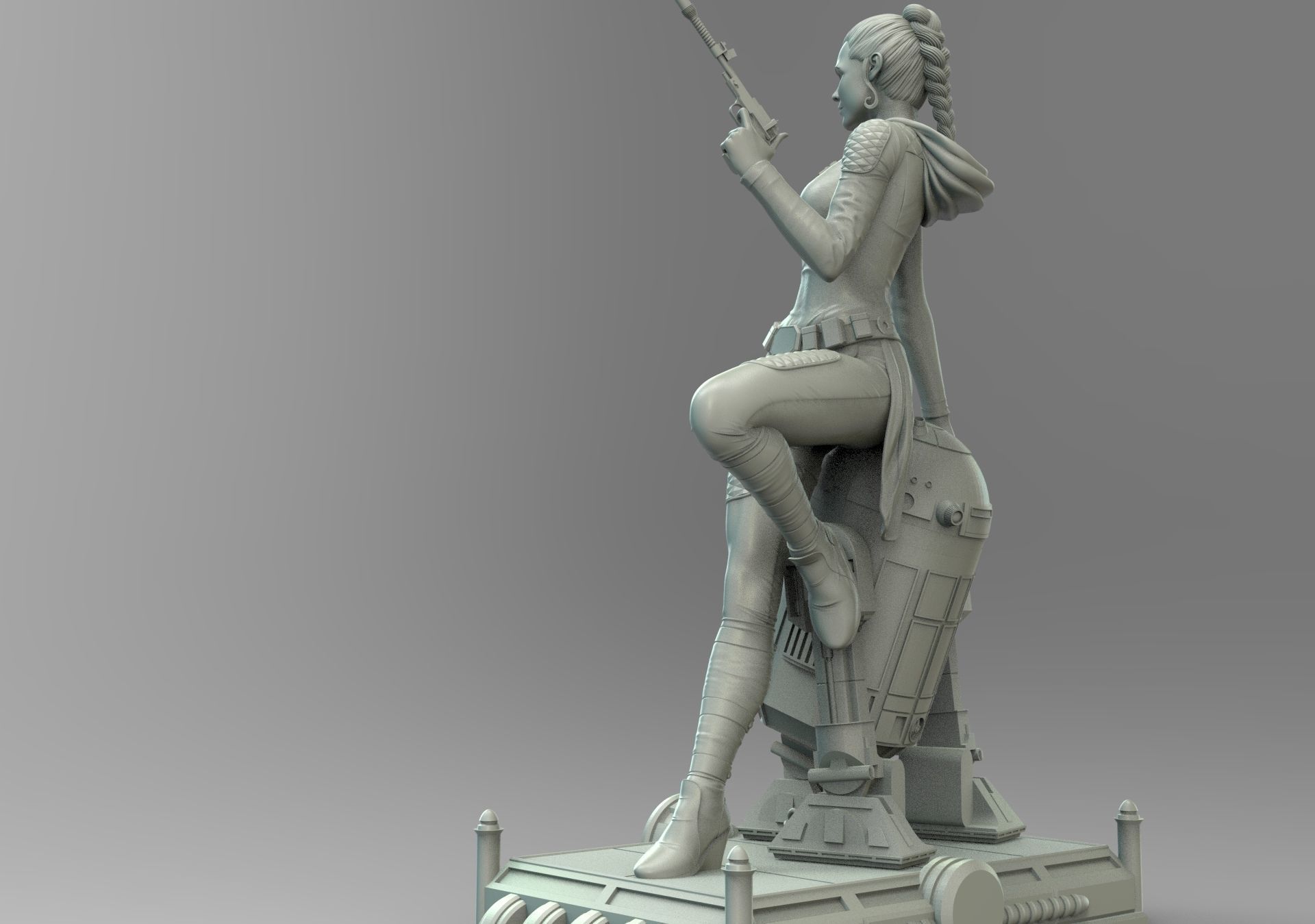 Princess Leia and R2D2 3D print model_2