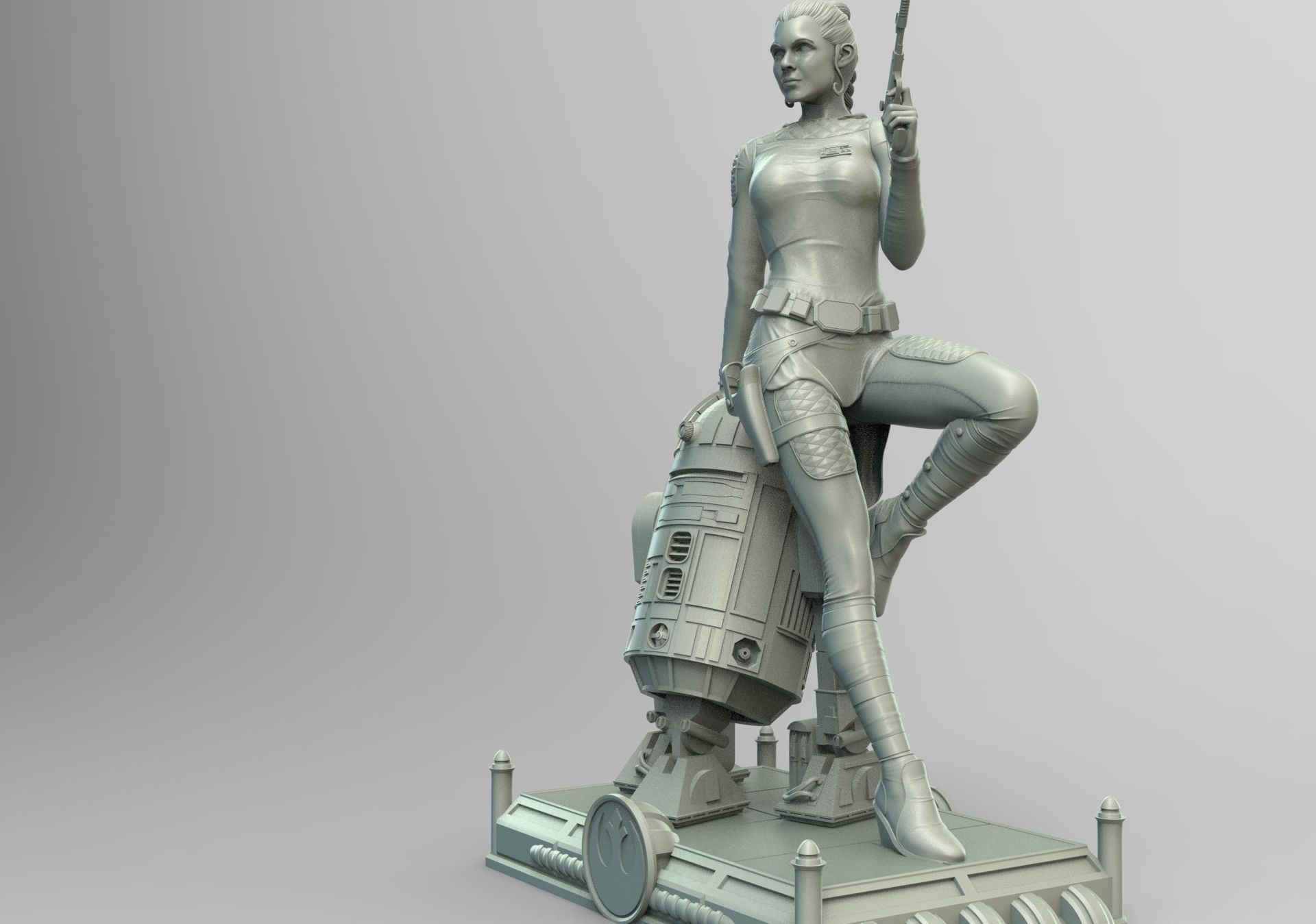 Princess Leia and R2D2 3D print model_1