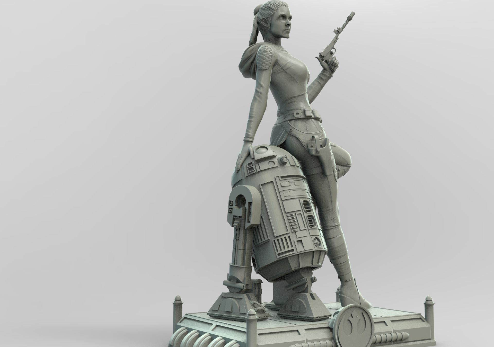 Princess Leia and R2D2 3D print model_7