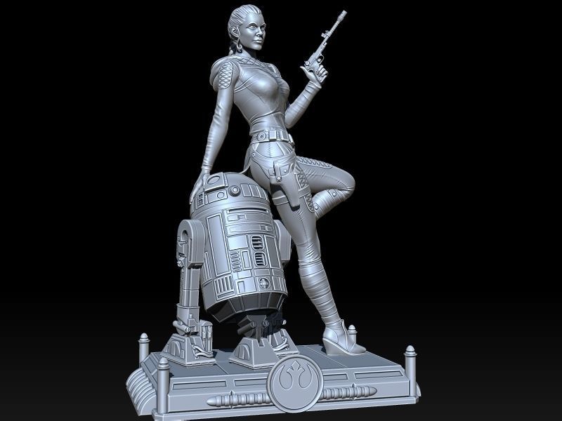 Princess Leia and R2D2 3D print model_10