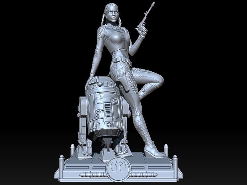 Princess Leia and R2D2 3D print model_9