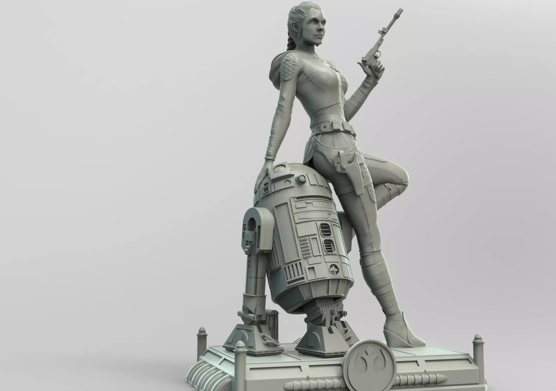 Princess Leia and R2D2 3D print model_0