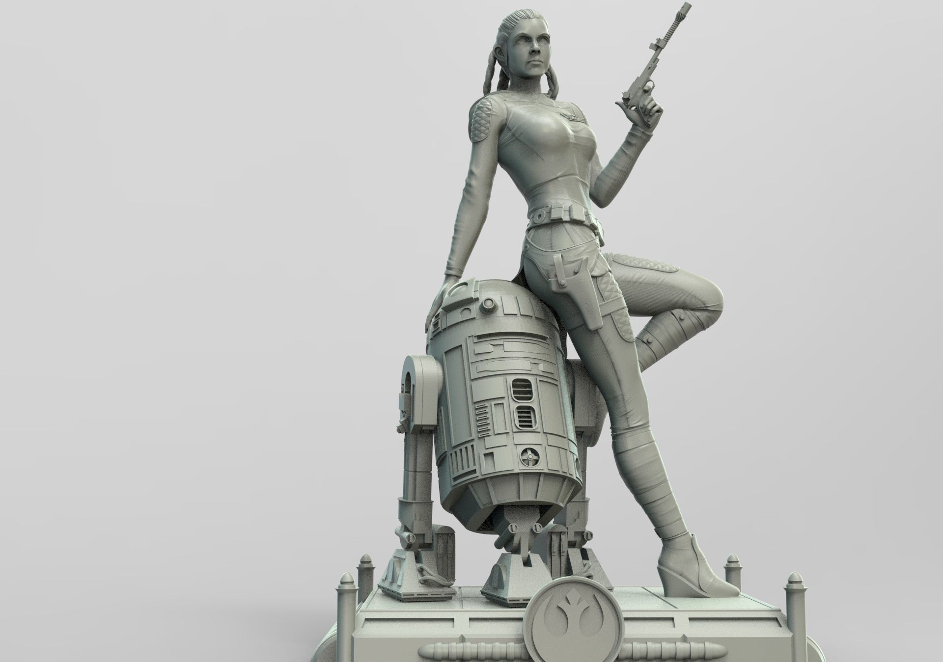 Princess Leia and R2D2 3D print model_4