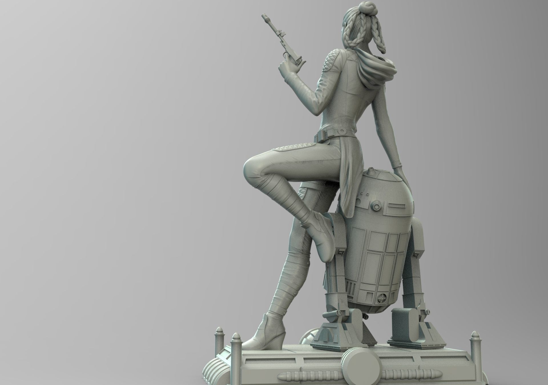 Princess Leia and R2D2 3D print model_6