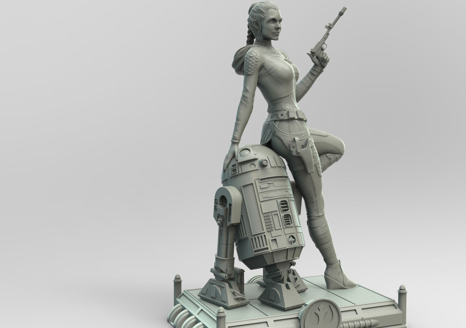 Princess Leia and R2D2 3D print model_3