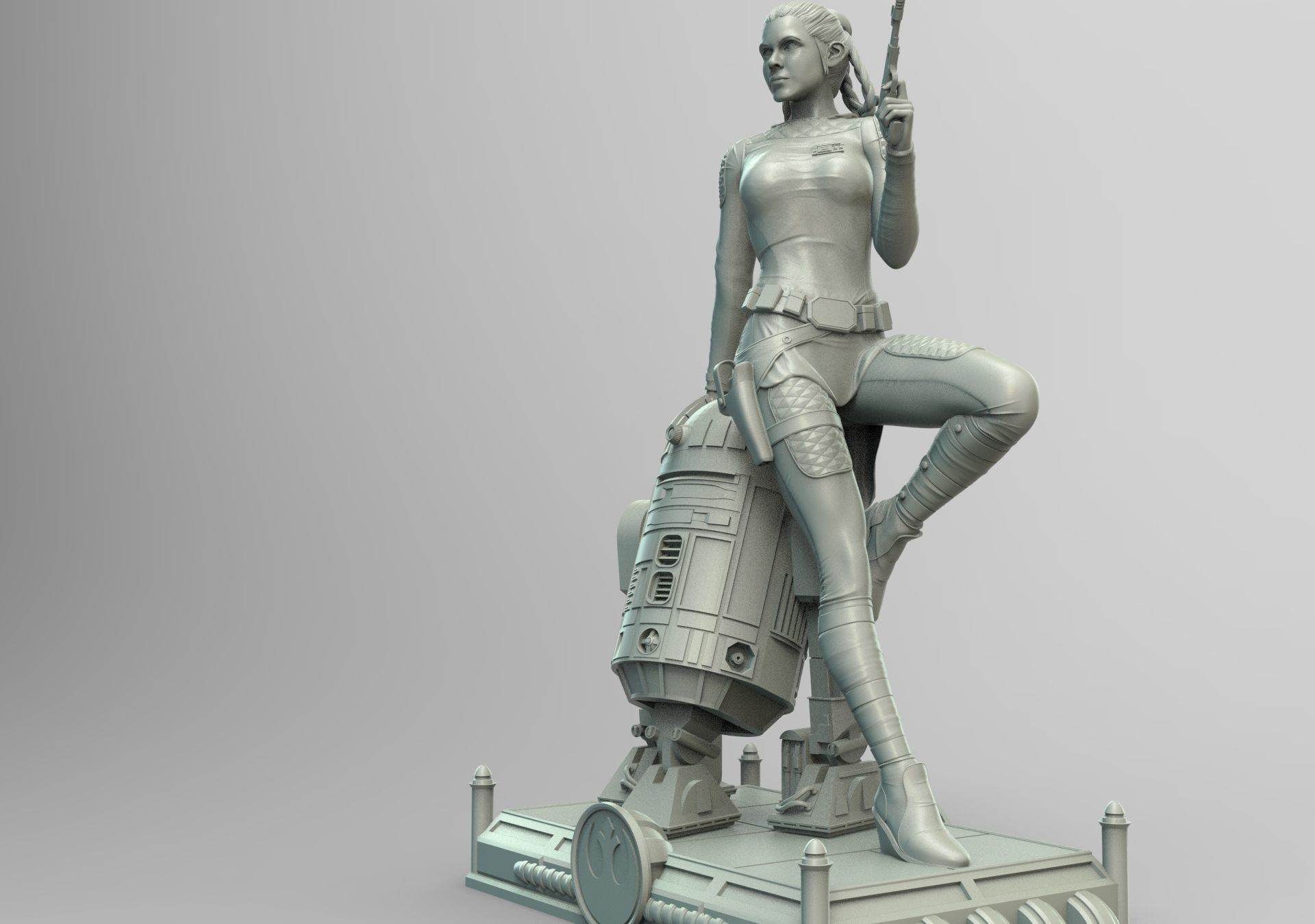 Princess Leia and R2D2 3D print model_5