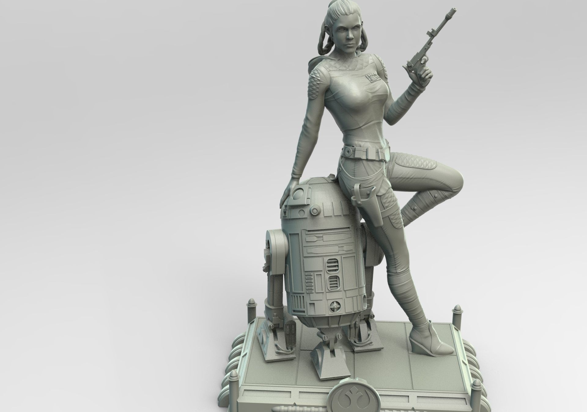 Princess Leia and R2D2 3D print model_8