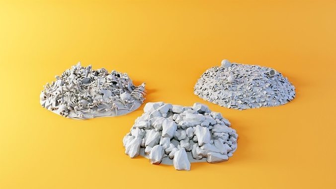 Heaps set three piles of gravel 3D print model