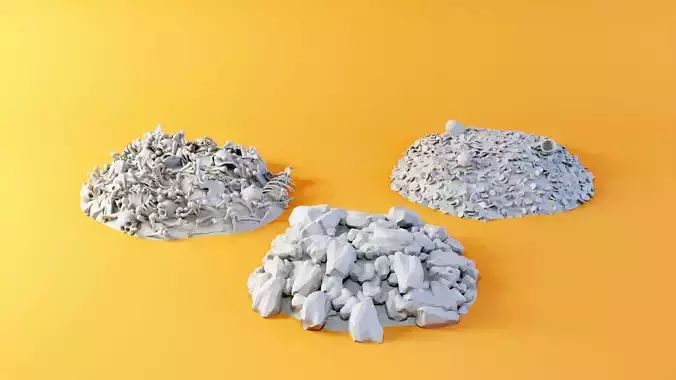 Heaps set three piles of gravel 3D print model