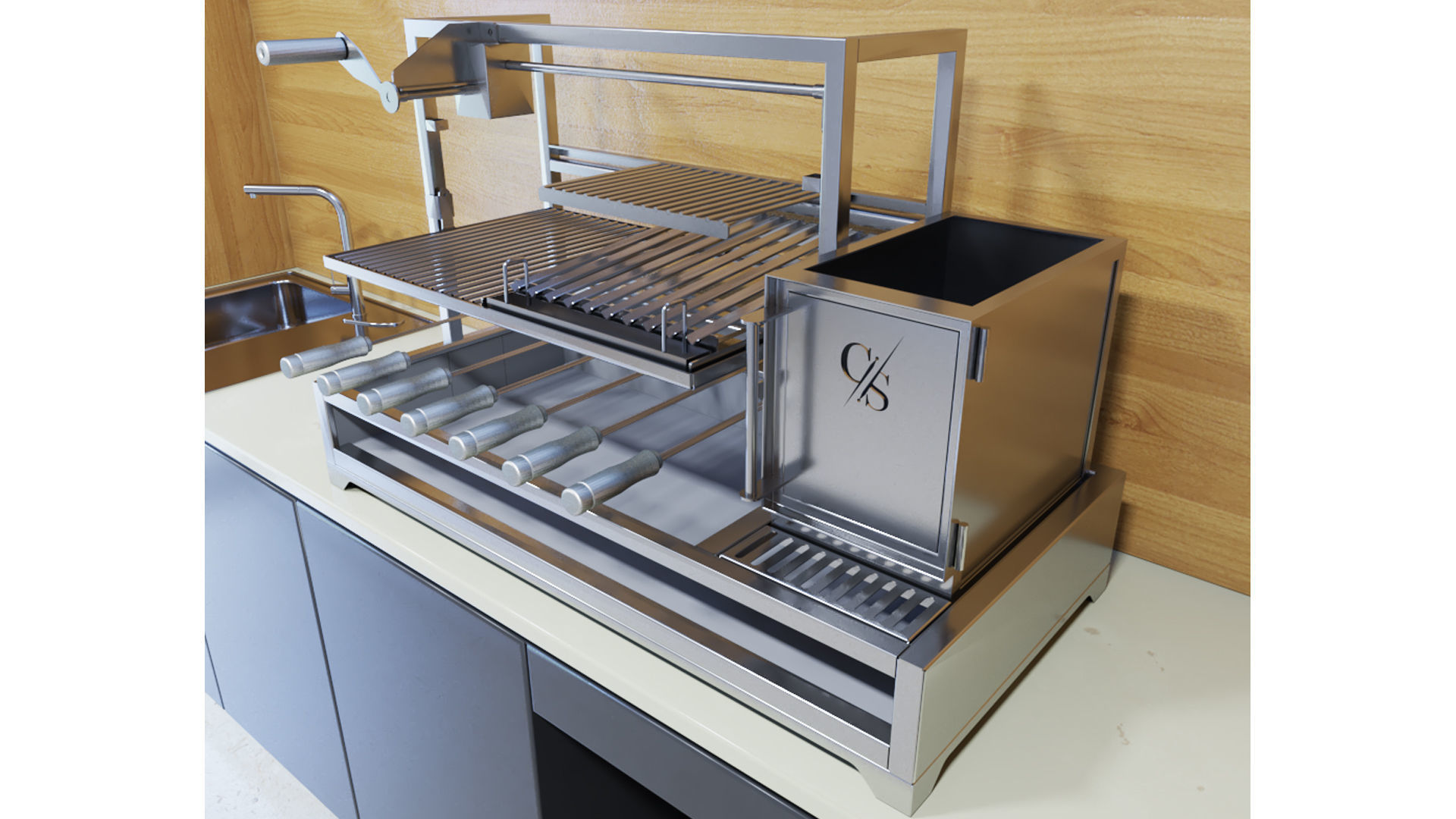 GRILL COAL BARBECUE 3D model_4