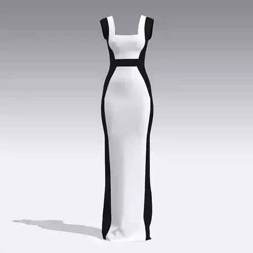 HOURGLASS LONG DRESS BLACK WHITE FASHION