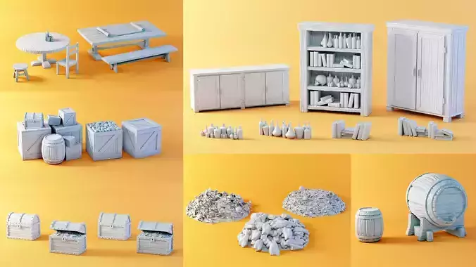 Furnitures and accessories for gaming 3D Model Collection